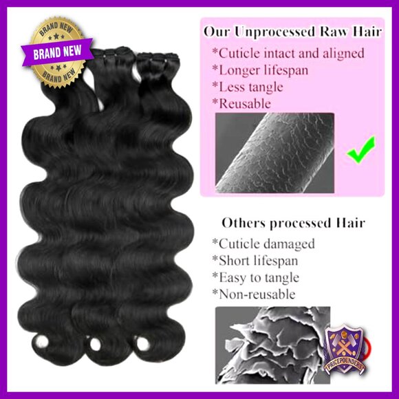 Body Wave Human Hair Extensions 20-24 Inches Cambodian Raw Hair Bundles main image 6